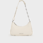 Túi đeo vai hình thang Lane Chain-Link - Kem