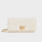 Clutch chữ nhật Quilted Push-Lock - Kem