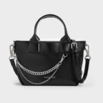 Túi tote hình thang Atwood Crinkle-Effect Chain-Embellished - Đen