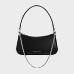 Túi đeo vai phom chữ nhật Metallic Curved - Đen