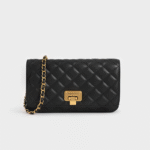 Clutch chữ nhật Quilted Push-Lock - Đen