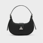 Túi đeo vai dáng cong Trice Metallic Accent Belted - Đen